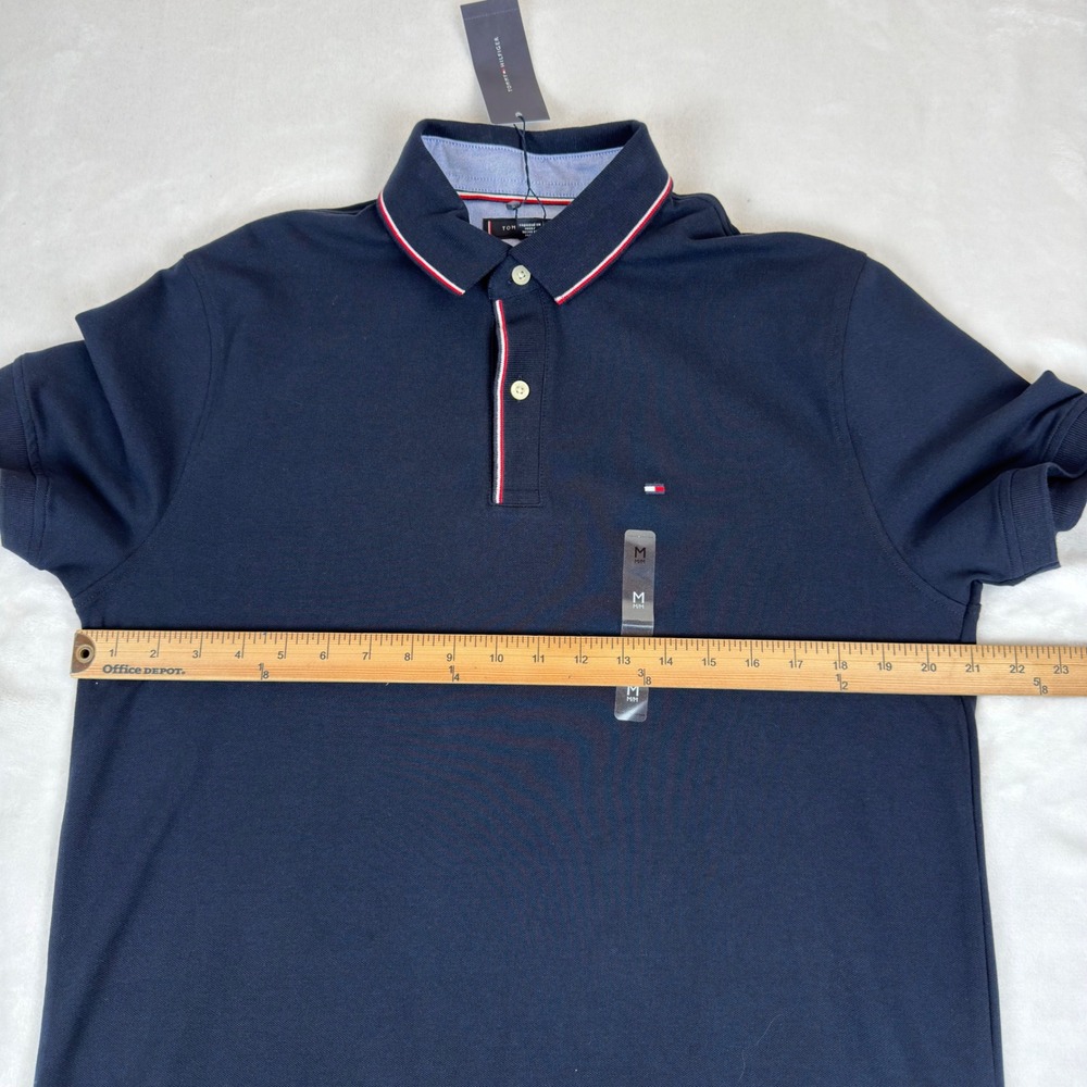 Tommy Hilfiger Mens Polo Shirt Navy Blue Tipped Collar XM05871 400 Medium NWT - Picture 5 of 10
